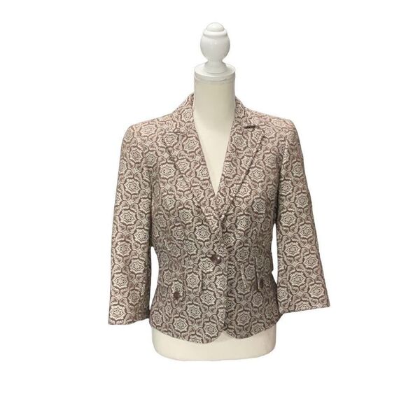 Worthington Gold White Geometric Pattern Short Blazer Jacket Women’s Size 4 - Picture 3 of 5